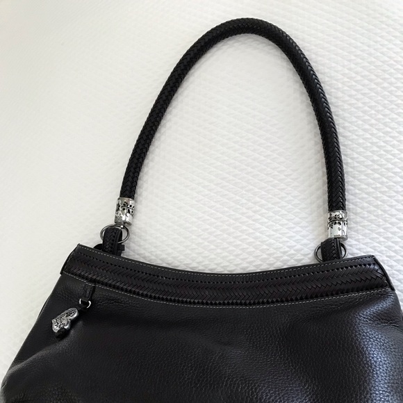 Brighton brown leather shoulder bag with braided strap and trim - Picture 5 of 9
